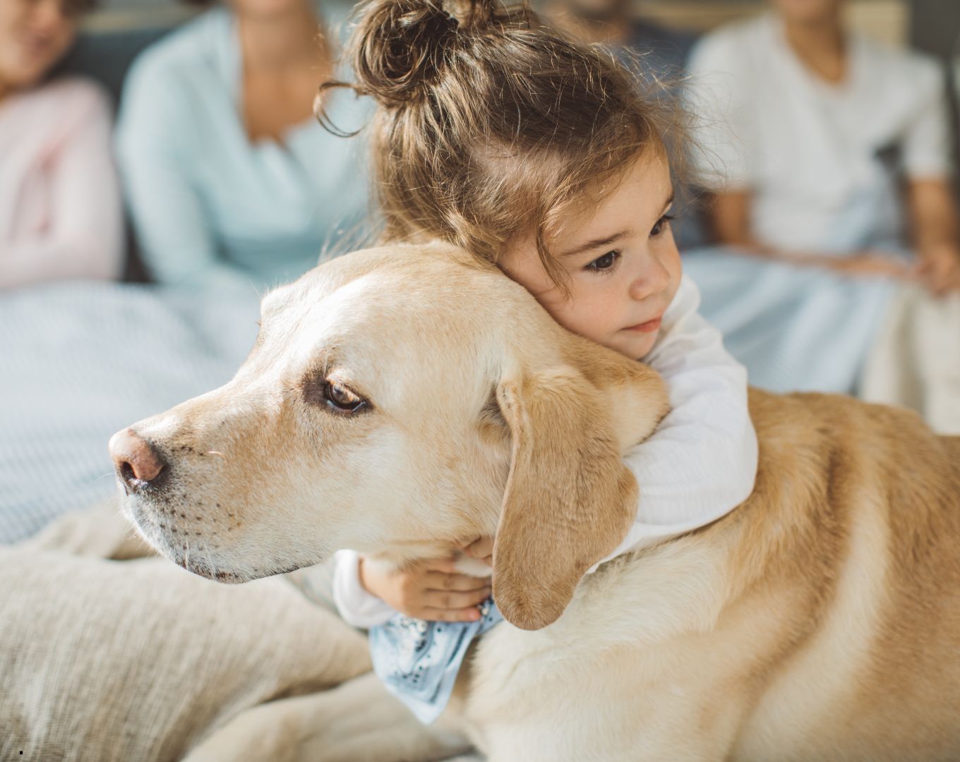 L'amour inconditionnel, représenté par une petite fille qui sert un chien dans ses bras