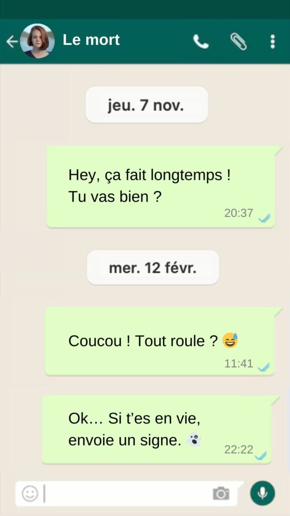 La personne qui ne répond pas aux message sur WhatsApp