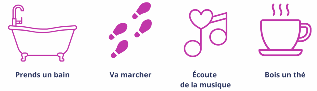 Exemples de rituels pour arrêter d'être trop gentil : bain, marche, musique, thé