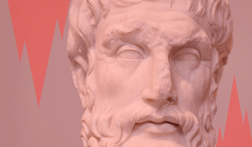 Buste d’Épicure illustrant la philosophie de l’épicurisme et la recherche du bonheur simple et apaisé