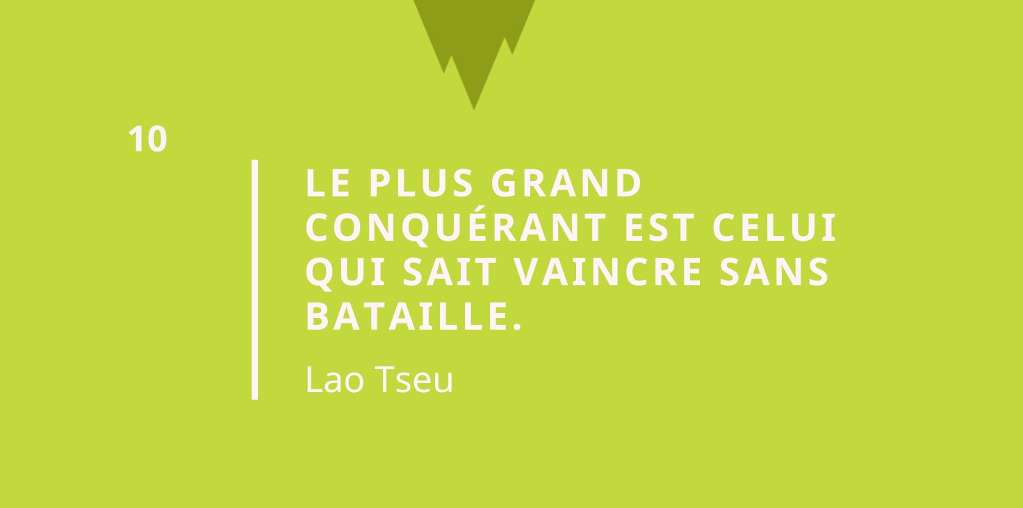 Citation taoïsme - Le plus grand conquérant est celui qui sait vaincre sans bataille.