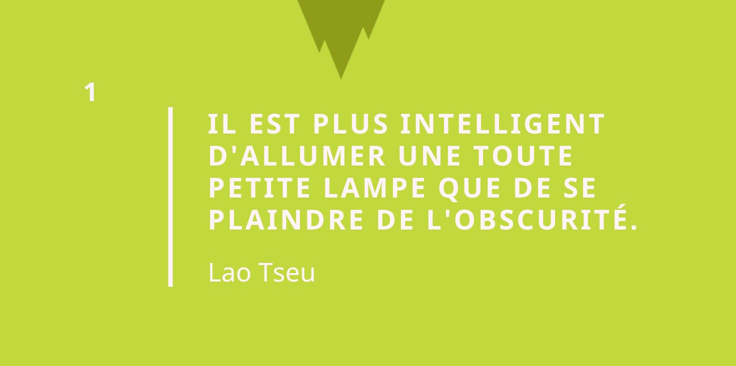 Citation taoïsme - Il est plus intelligent d'allumer une toute petite lampe que de se plaindre de l'obscurité.
