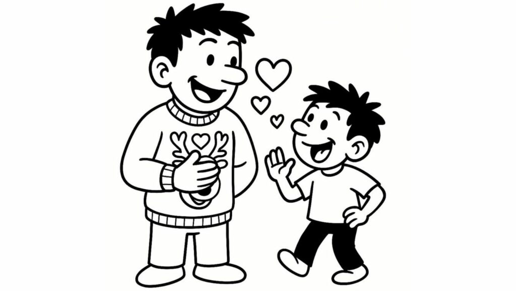 Calendrier de l’avent introspectif illustré en développement personnel, personnage souriant tenant la date du jour