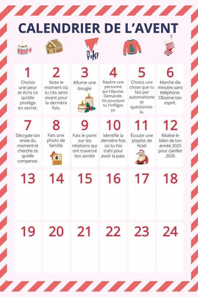 Calendrier de l'avent développement personnel