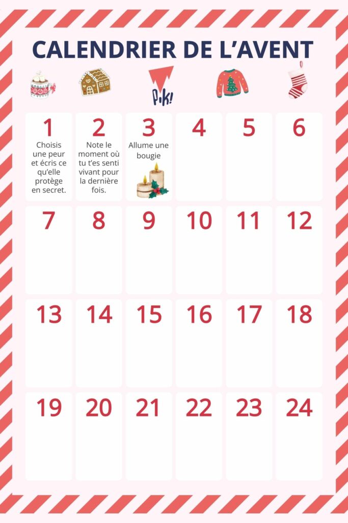 Calendrier de l'avent développement personnel