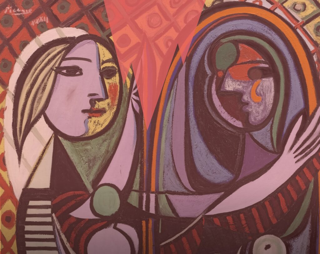 Crise identitaire illustrée par Girl before a Mirror de Pablo Picasso, femme face à son reflet fragmenté