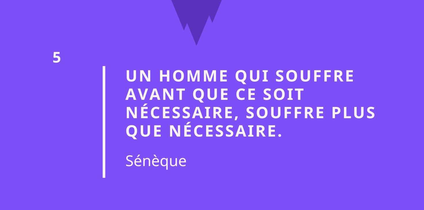 Citation stoïcisme: Un homme qui souffre avant que ce soit nécessaire, souffre plus que nécessaire