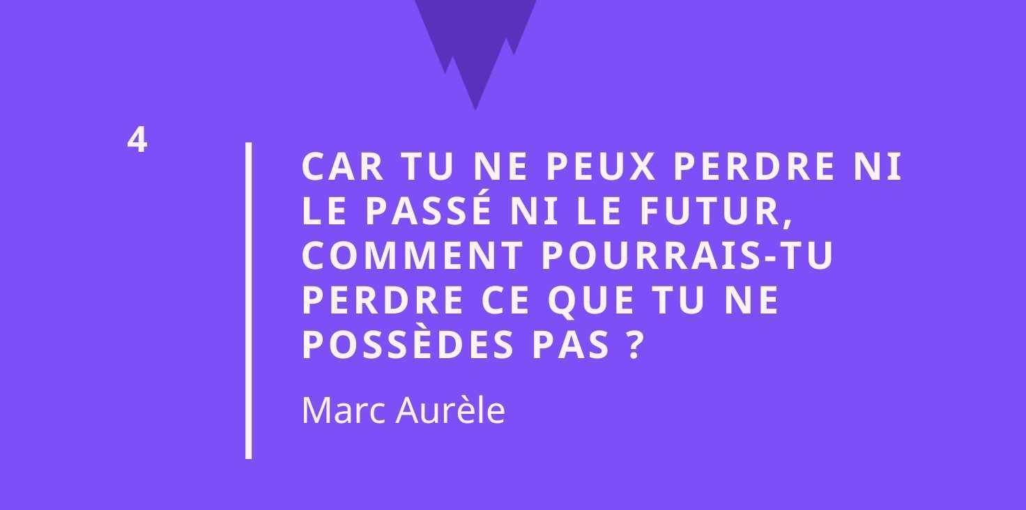 Citation stoïcisme: car tu ne peux perdre ni le passé, ni le futur, comment pourrais-tu perdre ce que tu ne possèdes pas?